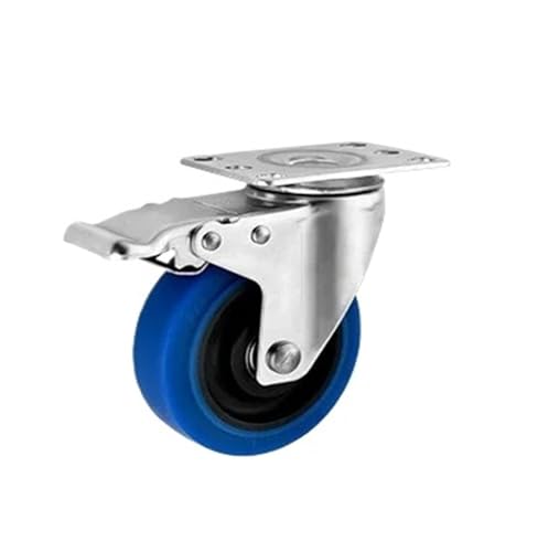 1/4 Stück 3"/4"/5" 304 Edelstahlrollen Mittelblau Doppelwellen-Gummi-Universalrolle Leises Rad Caster(Brake,3 inch 4pc) von EEEBLBXNQ