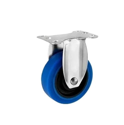 1/4 Stück 3"/4"/5" 304 Edelstahlrollen Mittelblau Doppelwellen-Gummi-Universalrolle Leises Rad Caster(Fixed,4 Inch 1pc) von EEEBLBXNQ