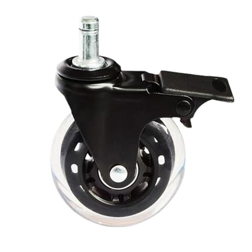 1pc 2/2.5/3/4 Zoll Silent Wheel Computer Bürostuhl Transparent Möbel Industrielle bewegliche Bremsrolle(Brake type,3inch-rod11mm) von EEEBLBXNQ