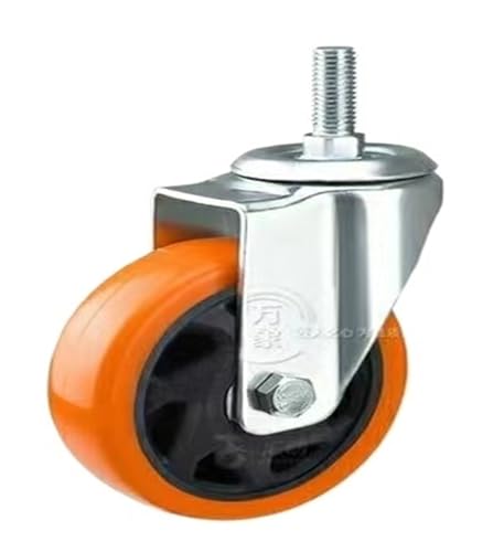 1pc 3 Zoll Gewinde Caster 4 Industrie 5 Flache Universal Rad Bremse Orange Feste Pulley Möbel Büro Stuhl(Activity12mm-30,4 inch) von EEEBLBXNQ