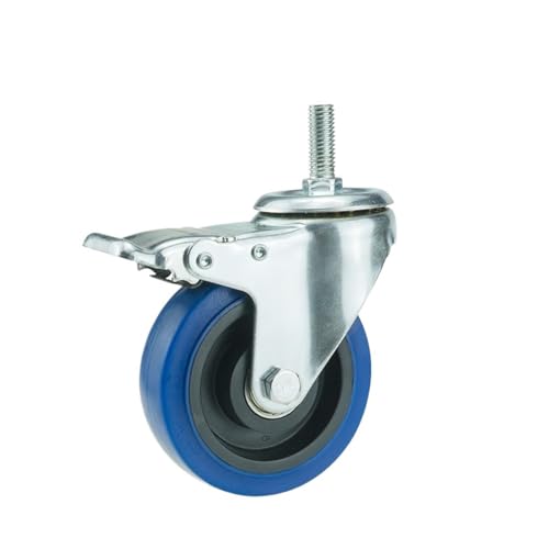 1pc Rollen Lasten Gummi Swivel for Möbel Räder Mover Geräuschlos Regal Schubkarre Warenkorb Hardwares Transporter Reifen Trolley(1 piece stem brake,4 inch) von EEEBLBXNQ