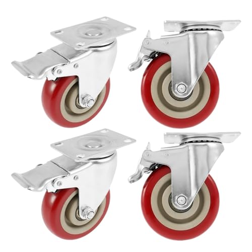 2/4 Stück 3-Zoll-Lenkrollen mit geräuschloser Bremse, 360 ° drehbare Räder for Möbel, Plattformwagen, Heimgebrauch(4Pcs) von EEEBLBXNQ