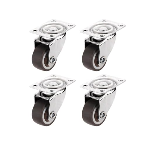 4 STÜCKE Möbelrollen Räder Weiche Gummi Lenkrolle Silber Rollenrad Mit Bremse for Plattform Trolley Stuhl(4PCS without brake,1.5 Inch) von EEEBLBXNQ