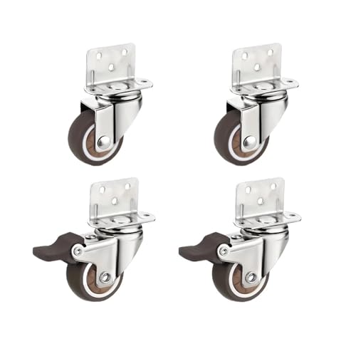 4 Stück 1 Zoll L-förmige Lenkrollen zur seitlichen Montage, kleine Möbelrollen aus Gummi, drehbare Wagenräder for Trolley-Küchenschränke(2 Universal 2 Brake,1.0 Inch) von EEEBLBXNQ