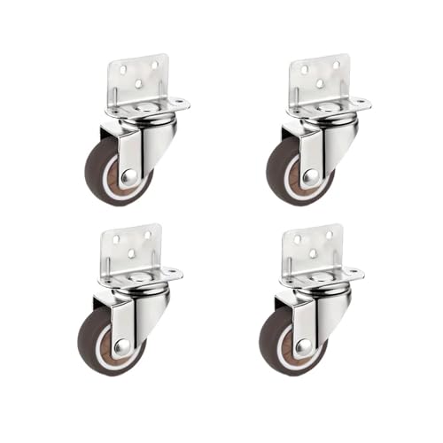 4 Stück 1 Zoll L-förmige Lenkrollen zur seitlichen Montage, kleine Möbelrollen aus Gummi, drehbare Wagenräder for Trolley-Küchenschränke(4 Universal,1.5 Inch) von EEEBLBXNQ