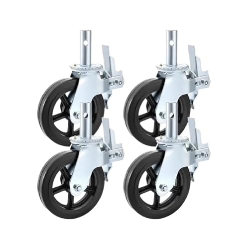 4 Stück 8 x 2 Zoll Duty Gerüst Gummi Lenkrolle mit Doppelverriegelung 1100LBS Kapazität pro Rad 360 Grad von EEEBLBXNQ