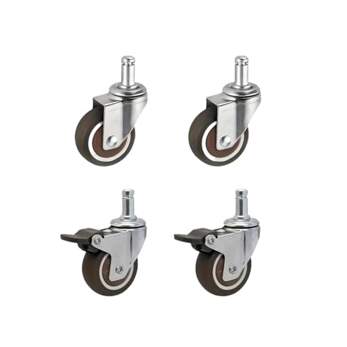 4 Stück Einsteckstangen-Lenkrollen, Universal-Lenkrollen, Drehstange for Möbelwagen, Werkbänke, Einkaufswagen(2 Universal 2 Brake,1.5 Inch) von EEEBLBXNQ