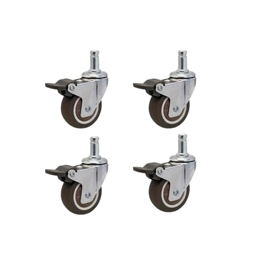 4 Stück Einsteckstangen-Lenkrollen, Universal-Lenkrollen, Drehstange for Möbelwagen, Werkbänke, Einkaufswagen(4 Brake,1.25 inch) von EEEBLBXNQ