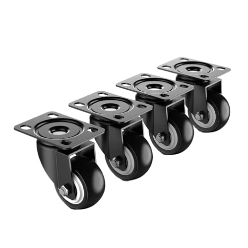 4 Stück Lenkrollen, geräuschlos, verschleißfeste, nicht markierende schwarze Rolle for Wagen, Möbel, Werkbank(Without Brake,1.5 Inch) von EEEBLBXNQ
