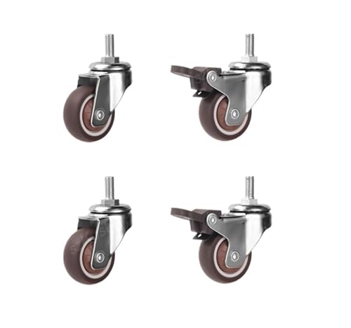4 Stück Möbelrollen 1/1,25/1,5/2 Zoll Universalrad 360 Grad drehbar Gewindeschaftrolle for Plattformwagen-Zubehör(2 brake-2 no brake,2 inch) von EEEBLBXNQ