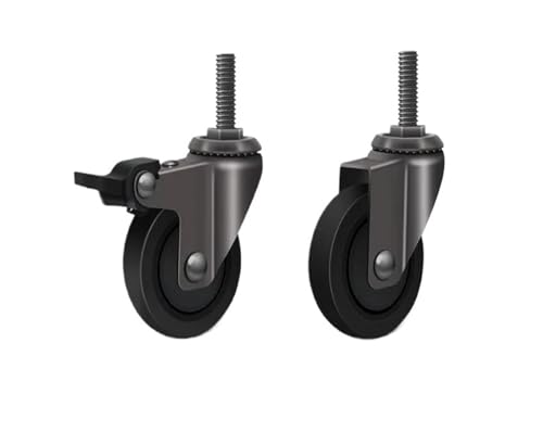 4 Stück Möbelrollen in 1,25 Zoll (32 mm) M6/M8-Gewinde, leise Gummiräder mit sicherer Feststellbremse(C) von EEEBLBXNQ