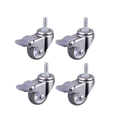 4 Teile/los 1/1.25/1.5/2 Zoll Schraube M6/M8/M10 Rollen Grau Gummi Universal Schiebe Räder Bremse Stille Möbel(4 Pcs Brake,1.5 Inch-M8 Screw) von EEEBLBXNQ