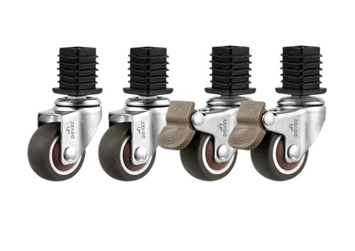 4 Teile/los Castor 1,5 Zoll 19/22/25 Möbel Vierkantrohr Rad Universal Regal Edelstahl Stille Bremse Caster Trolley(22-C) von EEEBLBXNQ