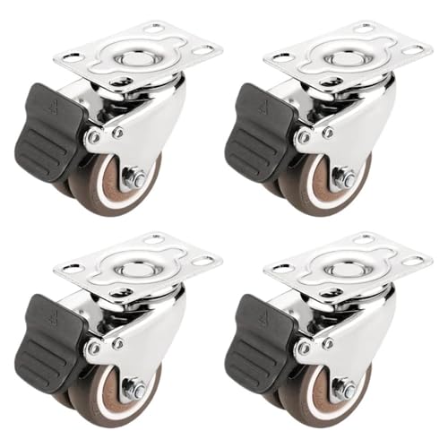 4 Teile/satz Stille Swivel Castor Räder 1.5/2 Zoll Zweireihig Gummi Rad Mit Bremse for Trolley Möbel Caster(C,2 inch) von EEEBLBXNQ
