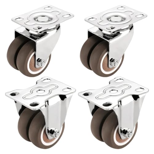 4 Teile/satz Stille Swivel Castor Räder 1.5/2 Zoll Zweireihig Gummi Rad Mit Bremse for Trolley Möbel Caster(D,2 inch) von EEEBLBXNQ