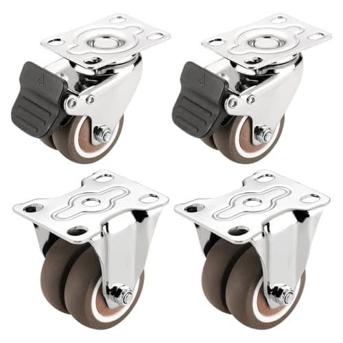 4 Teile/satz Stille Swivel Castor Räder 1.5/2 Zoll Zweireihig Gummi Rad Mit Bremse for Trolley Möbel Caster(E,1.5 Inch) von EEEBLBXNQ