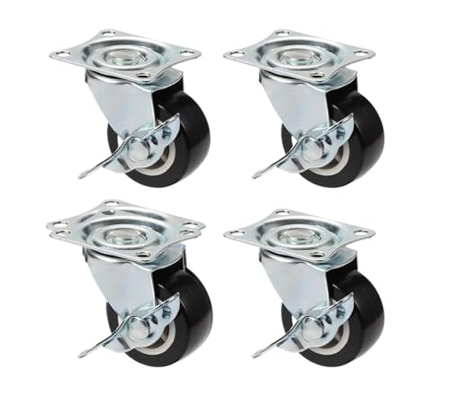 4 stücke 1 "/1,25"/2 "Möbel Rollen Tragen Beständig Stumm Trolley Räder 360 Grad Swivel Castor(4PCS Brake,1.2 Inch) von EEEBLBXNQ
