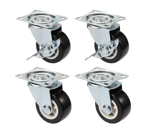 4 stücke 1 "/1,25"/2 "Möbel Rollen Tragen Beständig Stumm Trolley Räder 360 Grad Swivel Castor(Brake And Swivel,2 inch) von EEEBLBXNQ