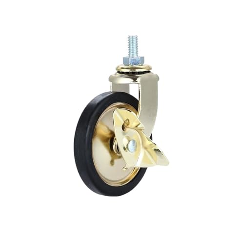 4 stücke 3 "Schraube Stem Lenkrollen W/Gold Bremse Leise Räder for Möbel Esszimmer Stühle Hand Push Karren(M8-Brake) von EEEBLBXNQ