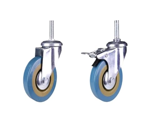 4 stücke 3 Zoll M8/m10/m12 Schraube Stange Grau Gummi Rad Trolley Reinigung Auto Universal Mit Bremse Caster zubehör(M12x30mm-Brake) von EEEBLBXNQ