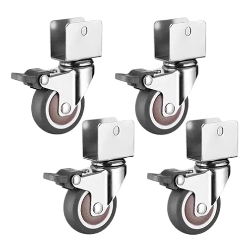 4 stücke Drehbare Lenkrollen Feststellbare Trägerräder Schwenkbar 360° Grad Möbel Kinderbett Bewegliche Geräuschlose Lenkrolle Mit Bremse(4 brake(18mm),1.0 Inch) von EEEBLBXNQ