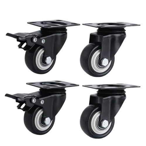 4 stücke Möbel Rollen Räder Swivel Caster Schwarz Roller Rad for Plattform Trolley Stuhl Haushalt Zubehör(2 swivel 2 brake) von EEEBLBXNQ
