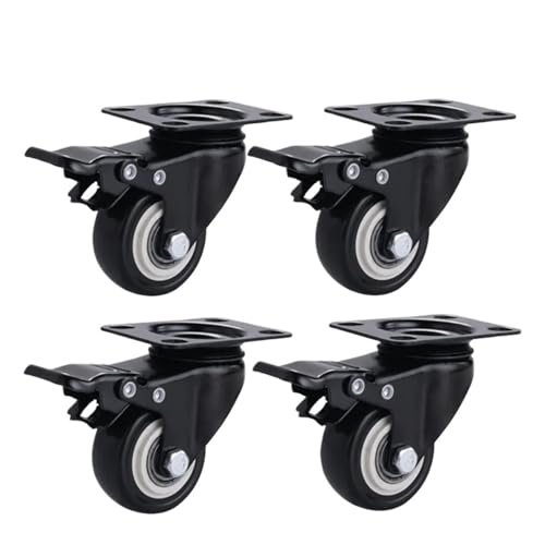 4 stücke Möbel Rollen Räder Swivel Caster Schwarz Roller Rad for Plattform Trolley Stuhl Haushalt Zubehör(4 Pcs-Brake) von EEEBLBXNQ