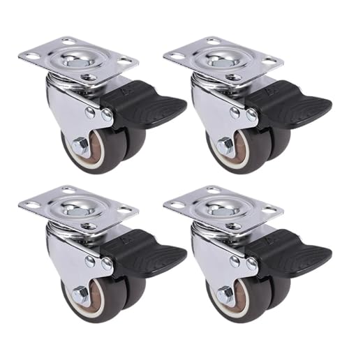 4 stücke Schwenkbare Möbelrollen 1,5 "/2" Weiche Gummirollen Mit Bremse for Plattformwagen(4PCS with brake,2 inch) von EEEBLBXNQ