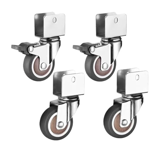 4 stücke U-förmige Räder for Babybett Bett Möbel Bewegen Weichen Gummi Trolley Universal Lenkrolle for Bücherregal Schrank Bremse(2 brake 2 no brake,1.5 inch 18mm) von EEEBLBXNQ