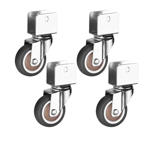 4 stücke U-förmige Räder for Babybett Bett Möbel Bewegen Weichen Gummi Trolley Universal Lenkrolle for Bücherregal Schrank Bremse(4pcs swivel wheels,2.0 inch 22mm) von EEEBLBXNQ