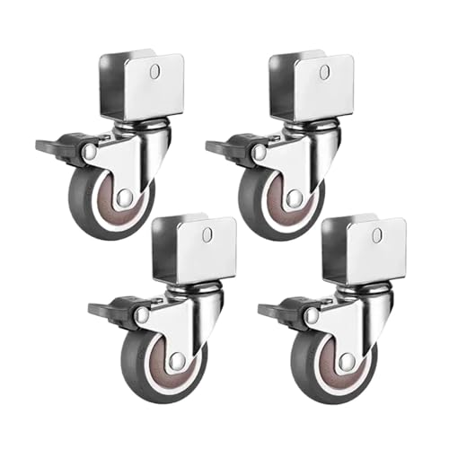 4 stücke U-förmige Räder for Babybett Bett Möbel Bewegen Weichen Gummi Trolley Universal Lenkrolle for Bücherregal Schrank Bremse(4pcs with brake,2 inch 16mm) von EEEBLBXNQ