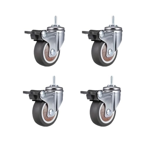 4 stücke Vorbau Lenkrollen Schraubhebel Universalrollen Schwenkbar Mit M6/M8 Gewindestangen for Karren Möbelwagen(S-4 Brake,2 inch) von EEEBLBXNQ