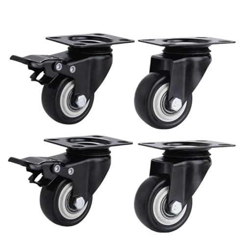4 teile/los Möbel Rollen Räder Swivel Caster Schwarz Roller Rad for Plattform Trolley Stuhl Haushalt Zubehör(2 swivel 2 brake) von EEEBLBXNQ