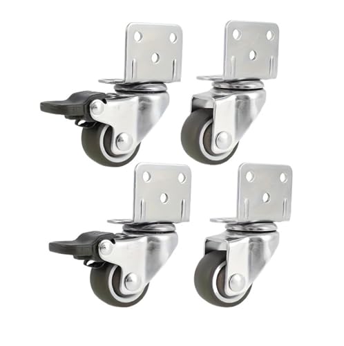 4-teilige Lenkrollen mit doppeltem Feststellsystem, nicht abfärbende Gummiräder, 360°-Drehung, L-förmige, feststellbare Rolle(2 Activity 2 Brake) von EEEBLBXNQ