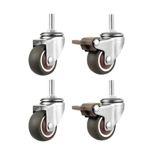 4PCS Möbelrollen Räder Stumm Gummi Riemenscheibe Roller Rad Schraube Caster Universal M6 M8 M10 Haushaltskomponente(2 Brake 2 No Brake,1 inch) von EEEBLBXNQ