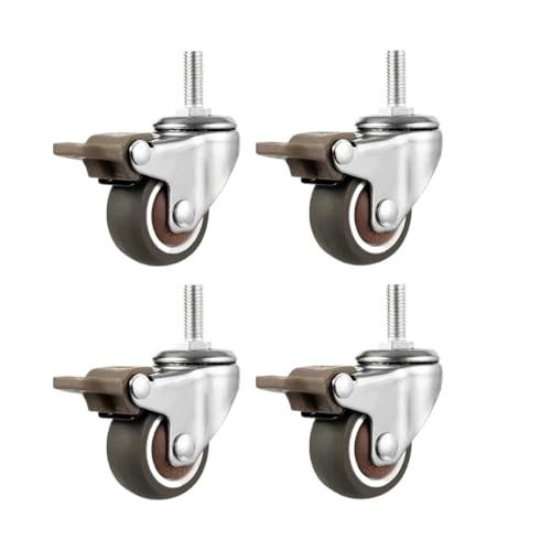 4PCS Möbelrollen Räder Stumm Gummi Riemenscheibe Roller Rad Schraube Caster Universal M6 M8 M10 Haushaltskomponente(With Brake,1.5 inch) von EEEBLBXNQ