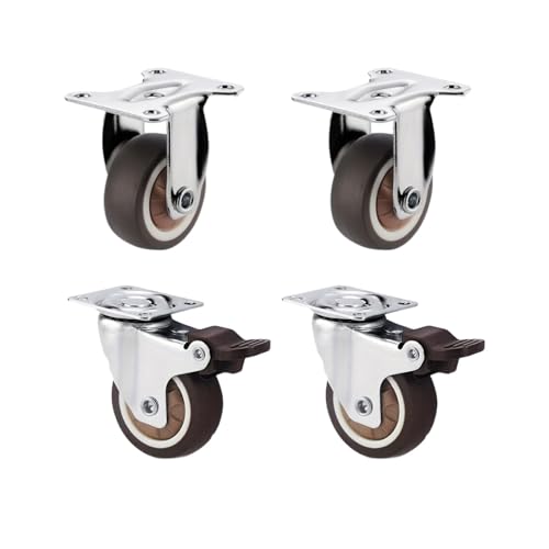 4Pcs 1/1,25 Zoll Caster Räder Möbel Castor Universal Swivel Gummi Flachen Boden for Tisch Schränke(2 Fixed 2 Brake,1.25 inch) von EEEBLBXNQ