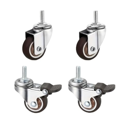 4Pcs 1/1.25/1.5/2 Zoll Stem Caster Räder Möbel Castor Schraube Stange Swivel Cartwheels for Karren(2 Universal 2 Brake,1.0 Inch) von EEEBLBXNQ