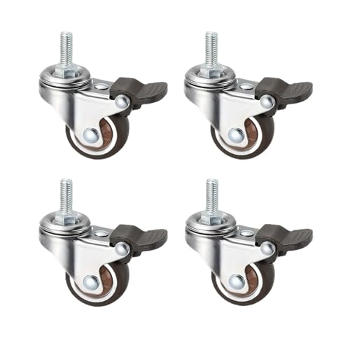 4Pcs 1/1.25/1.5/2 Zoll Stem Caster Räder Möbel Castor Schraube Stange Swivel Cartwheels for Karren(4 Brake,2 inch) von EEEBLBXNQ
