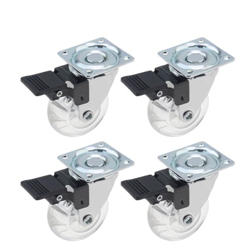 4Pcs 2/3 Zoll Kristall Universal Caster Räder Set Transparent Bremse for Karren Kommoden Plattform Trolley Stuhl Werkzeuge(2inch with Brakes) von EEEBLBXNQ