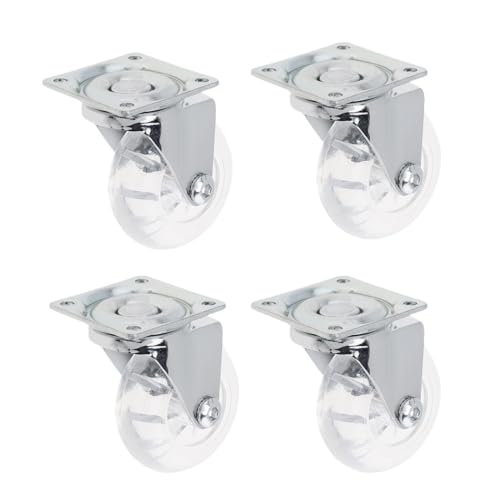 4Pcs 2 Zoll Kristall Universal Caster Räder Set Transparent Bremse for Karren Kommoden Plattform Trolley Stuhl(4PCS No Brake) von EEEBLBXNQ