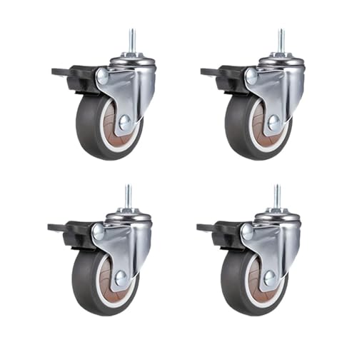 4Pcs 2 Zoll Stem Caster Räder Schraube Hebel Universal Rollen Swivel Mit M8 Gewinde Stangen for Karren Möbel(4 Brake) von EEEBLBXNQ