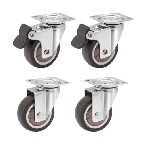 4Pcs 2 zoll Lenkrollen Mit 2PCS Sicherheitsbremse Möbel Rad Castor Silent Trolley for Tisch Stuhl Sofa von EEEBLBXNQ