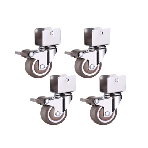 4Pcs Möbel Rollen 2 Zoll Krippe Schrank Klemme Mit Bremse Räder Weiche Gummi Swivel Caster Hardware Armaturen(Brake,22mm) von EEEBLBXNQ