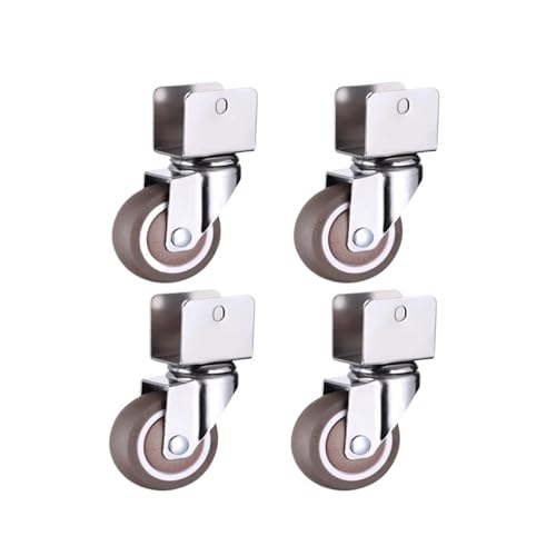 4Pcs Möbel Rollen 2 Zoll Krippe Schrank Klemme Mit Bremse Räder Weiche Gummi Swivel Caster Hardware Armaturen(Universal,18mm) von EEEBLBXNQ