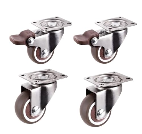4Pcs Möbelrollen Stummes Rad 360° Schwenkgummirolle for Plattformwagenstuhl Haushaltszubehör(A-2 brake-2 no brake,1 inch) von EEEBLBXNQ