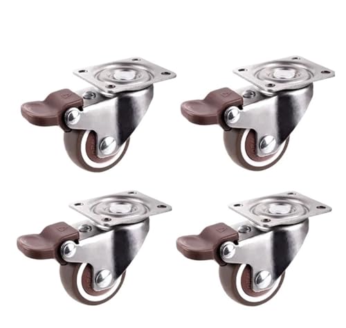 4Pcs Möbelrollen Stummes Rad 360° Schwenkgummirolle for Plattformwagenstuhl Haushaltszubehör(A-with brake,2 inch) von EEEBLBXNQ