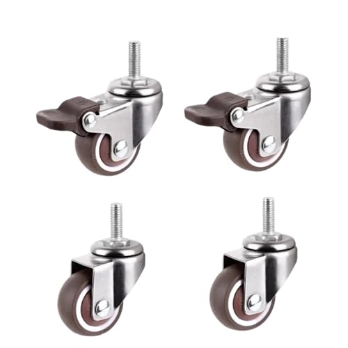 4Pcs Möbelrollen Stummes Rad 360° Schwenkgummirolle for Plattformwagenstuhl Haushaltszubehör(B-2 brake-2 no brake,1 inch) von EEEBLBXNQ