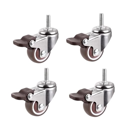 4Pcs Möbelrollen Stummes Rad 360° Schwenkgummirolle for Plattformwagenstuhl Haushaltszubehör(B-with brake,2 inch) von EEEBLBXNQ