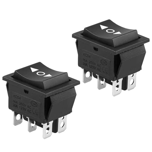 EEEKit 2 Pack 6 Poliger Moment Wippschalter, SPST Eingebettet Wippschalter Kippschalter Zweipoliger Doppelwurf für Auto Motorradboote oder andere Haushaltsgeräte von EEEKit